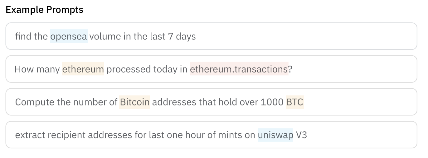 Token highlighting example